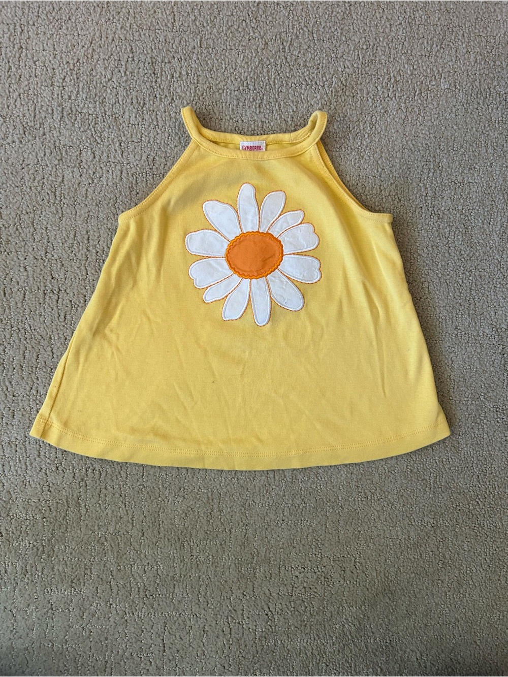 90s Y2K vintage Gymboree Yellow applique Flower Tank Top Girls 3T
